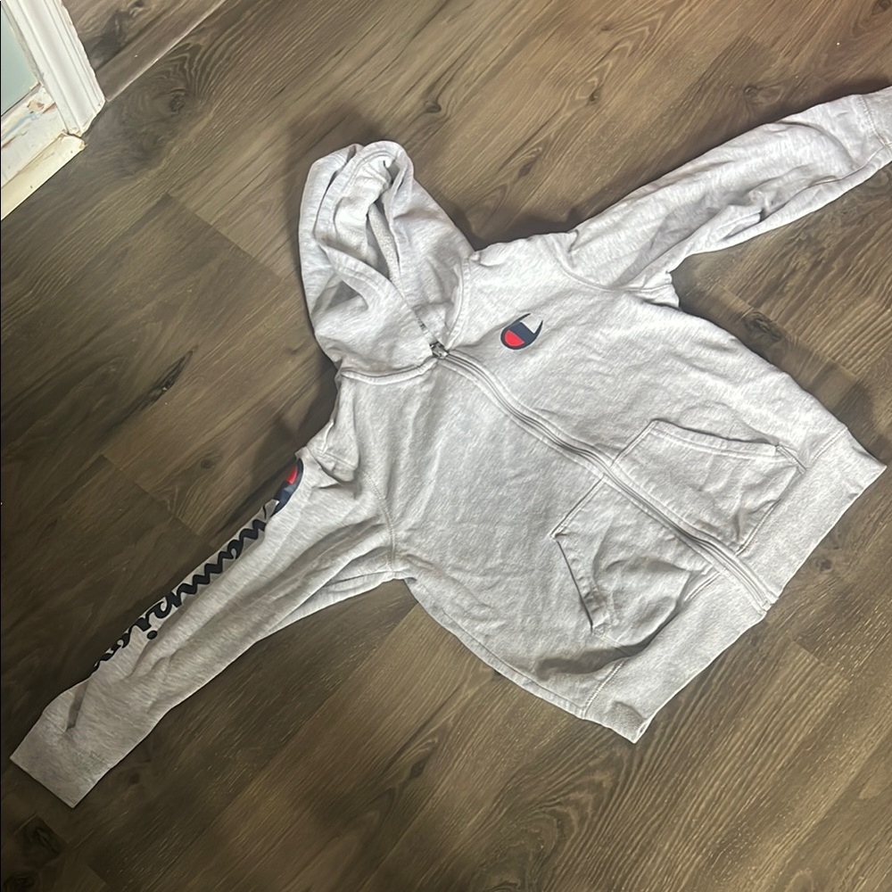 Champion Gray Kids Hoodie with Logo